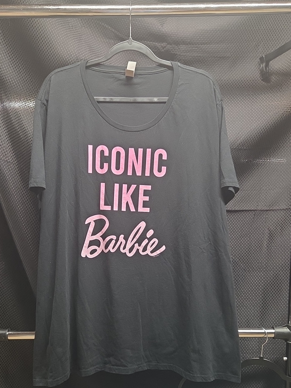Barbie Black Short Sleeve Tee with Pink 'Iconic Like Barbie' Graphic